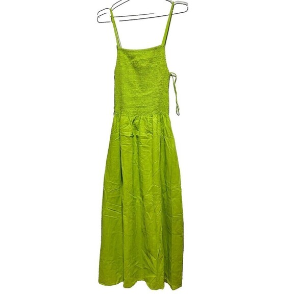 Faithfull The Brand Tergu Maxi Dress Mediu Green Poplin Smocked Adjustable Strap - Picture 1 of 13
